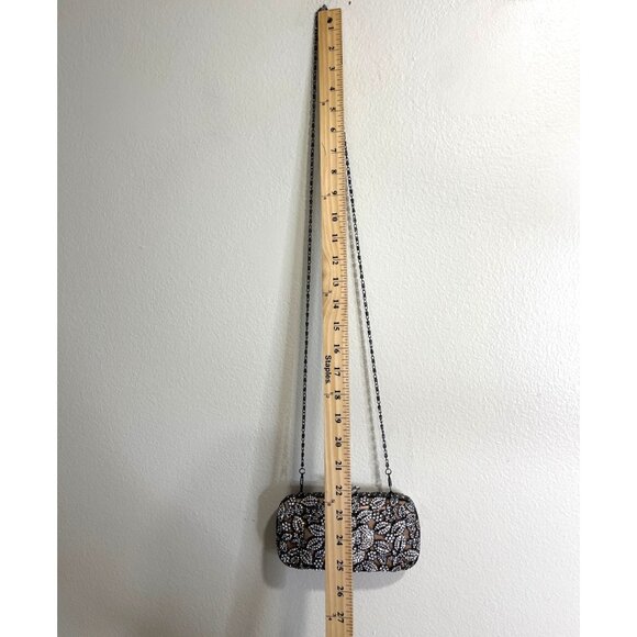 Tasha Crystal Embellished Evening Clutch Bag Floral Design and Chain Strap - Picture 7 of 8